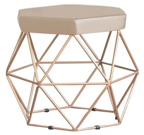 Puff Decorativo Base Gold Elsa Veludo Bege G41 - Gran Belo
