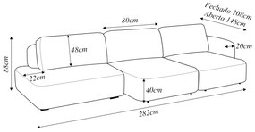 Sofá Decorativo Santiago 4 Lugares 282cm Sala de Estar Retrátil Modulado Bouclê Castor G89 - Gran Belo
