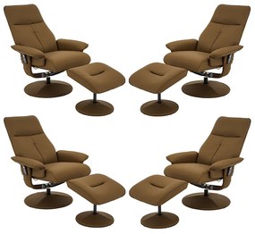Kit 4 Poltronas do Papai Reclinável Elétrica Com Apoio de Pés Giratória e Massagem Nebraska PU Caramelo G56 - Rivatti