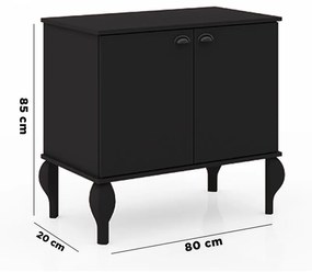 Buffet Aparador Clássico Provençal 02 Portas - Preto