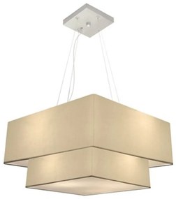 Lustre Pendente Duplo Quadrado Vivare Md-4066 Cúpula em Tecido 50x35cm Algodão Crú - Bivolt