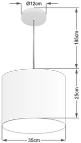 Lustre Pendente Cilíndrico Md-4143 Cúpula em Tecido 35x25cm Laranja - Bivolt