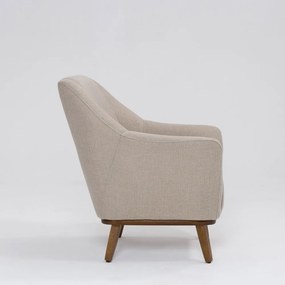 Poltrona Decorativa Pauline D07 Base Madeira Linho Aveia - D'Rossi