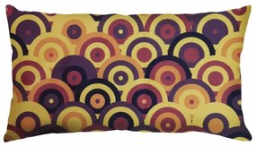 Capa de Almofada Suede Suprema em Tons Amarelo e Preto - Círculos Ligados - 60x30cm