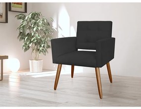 Poltrona Decorativa Camila Pés Palito Suede Preto - Sheep Estofados - Preto