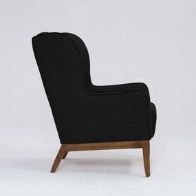 Poltrona para Sala Mirela D07 Base Madeira Linho Preto - D'Rossi