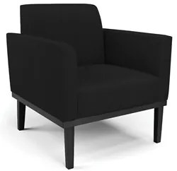 Poltrona Decorativa Base Madeira Preto Maressa Linho Preto - Ibiza