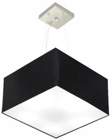 Lustre Pendente Quadrado Md-4197 Cúpula em Tecido 25/45x45cm Preto - Bivolt