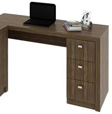 Mesa para Home Office com Gavetas e 2 Portas Nogal - Tecno Mobili
