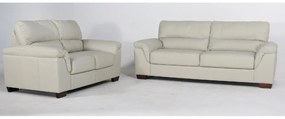 Conjunto Sofá Couro Legitimo 2 e 3 Lugares - Rino Couro Natural Branco