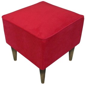Puff Quadrado Milão Sigma em Suede com Pés Palito - Vermelho