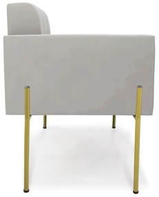 Poltrona Pé de Ferro Dourado para Sala Kit 2 Elisa Veludo D03 - D'Rossi - Cinza