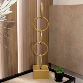 Escultura Decorativa Em Metal Círculos Dourada 61x13 Cm - D'Rossi