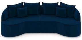 Sofá Living Decorativo Salinas 4 Lugares com Almofadas 270cm Modulado Veludo Azul G33 - Gran Belo