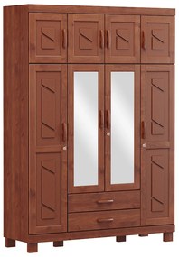 Guarda Roupa Casal Decorativo Alonso Madeira 08 Portas Com Espelho Imbuía G74 - Gran Belo