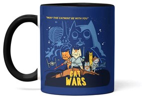 Caneca Cat Wars Azul com Alça Preta