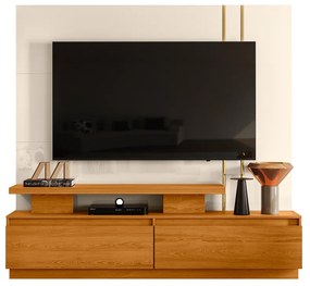 Estante de TV 75 Pol 183cm Sala de Estar Belora M20 - D'Rossi - Cinamomo e Off White