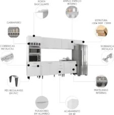 Armário de Cozinha CP06 Para Pia 120cm Pérola Z34 Branco    - Mpozenat