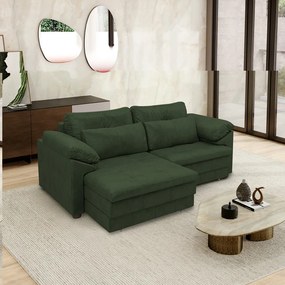 Sofá Retrátil Manual Sala de Estar Nolan Bipartido 250cm Conforto Premium em Couro Verde Manchado G58 - Gran Belo