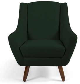 Poltrona Decorativa Sala de Estar Pés de Madeira Naomi Veludo Verde Musgo G15 - Gran Belo