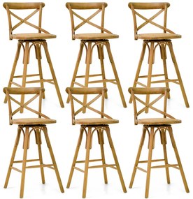 Kit 06 Banquetas Bistrô Gourmet Para Cozinha Blair Base Giratória Oak G04 - Gran Belo