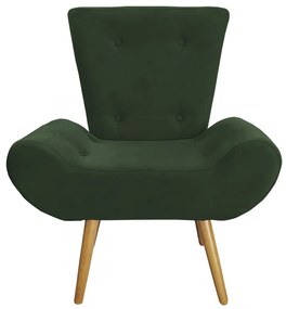 Poltrona Decorativa Emília Barca Pés Palito Suede Verde - Sheep Estofados