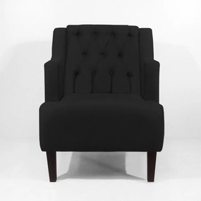 Poltrona Classic Suede Preto Pés Palito Sala, Quarto, Decoração