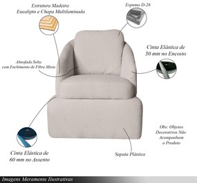 Poltrona Design Califa Encosto Almofadado Bouclê Branco G92 - Gran Belo