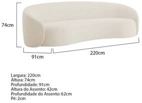 Sofá Orgânico Luxo Recepção 220cm Amore Bouclé
