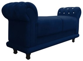 Recamier Barcelona Namoradeira Calçadeira Suede Azul Marinho com strass D'Rossi