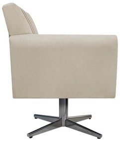 Poltrona Laura Base Giratória de Metal Suede Bege - ADJ Decor