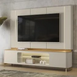Painel TV 75 Pol e Rack 239cm com LED Martan Tauari/Off Flex L06 - Mpo