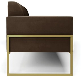 Sofá Namoradeira Base Industrial Alta Dourado Marisa Suede D03 - D'Rossi - Marrom