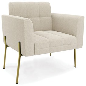 Poltrona Sala de Estar Pé de Ferro Dourado Elisa Bouclê D03 - DRossi - Bege