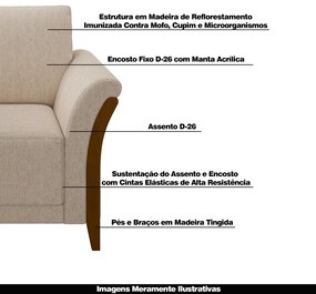 Poltrona Decorativa Pés em Madeira Market Linho Cru G45 - Gran Belo