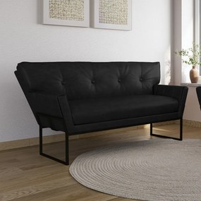 Sofá Namoradeira 2 Lug Industrial Pto Anitta Sintético PU D03 - D'Rossi - Preto