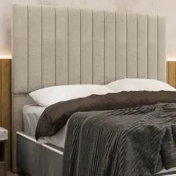 Cabeceira Cama Box Solteiro 90cm Estofada Plutus Linho Bege Z04 - Mpoz