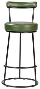 Banqueta Alta Cozinha 70cm Encosto Industrial Aço Ziria Pu S02 - D'Rossi - Verde