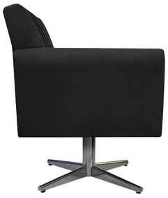 Poltrona Laura Base Giratória de Metal Suede Preto - ADJ Decor