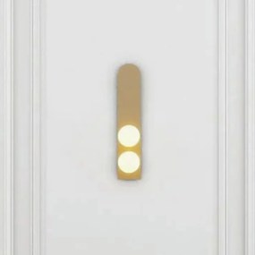 Arandela Aliança 13X65X13Cm 02Xg9 Globo 10Cm - Usina 90035/2 (BT / CB-P - Branco Texturizado / Cobre Brilho Polido, Cristal (Transparente))