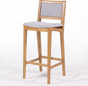 Banqueta Tune Estofada Assento Cinza Madeira Mel - 78505 Sun House