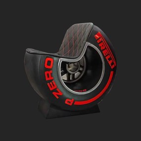 Poltrona Decorativa Pneu Wheel Seat P Zero Preto/Vermelho G53 - Gran Belo