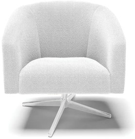 Poltrona Decorativa Giratória Cromada Stella Bouclê D03 - D'Rossi - Off White