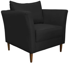Poltrona Decorativa Sala de Estar Pés Palito Lubbock Couro Preto G58 - Gran Belo