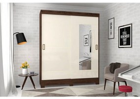 Roupeiro Briz 2 Portas Deslizantes 2 Gavetas - Café/Off White