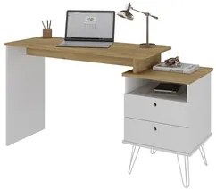 Mesa Escrivaninha Industrial 2 Gavetas Lux A06 Olmo/Branco - Mpozena