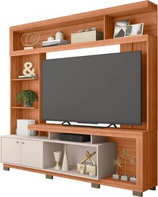 Estante TV 70 Pol 210cm Sala de Estar Mirel C01 - D'Rossi - Freijó/Off White