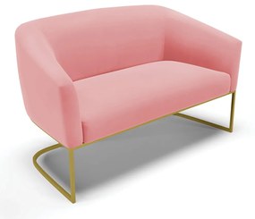 Namoradeira e 2 Poltronas Base Industrial Dourado Stella Suede D03 - D'Rossi - Rose