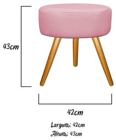 Kit 02 Puffs Sofia Palito Mel Suede Rosa Bebê - ADJ Decor