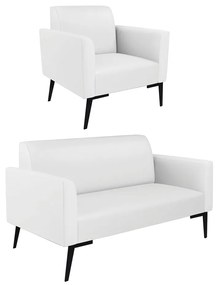 Sofá Namoradeira com Poltrona Pés Villach Marisa Corino D03 - DRossi - Branco